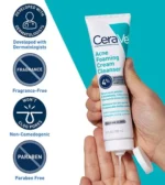 CeraVe Acne Foaming Cream Cleanser With 4% Benzoyl Peroxide-150ml - Image 3