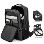 Golden Wolf -GB00402 | Water Resistant Laptop Business And Travel Backpack – Black - Image 4